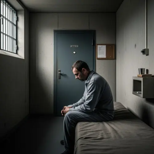 Ein Angeklagter harrt in der Isolation seiner Untersuchungshaft aus, während er vergeblich auf ein Lebenszeichen seines Pflichtverteidigers wartet.