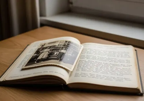 Ein aufgeschlagenes, handgeschriebenes Tagebuch auf einem Tisch symbolisiert den absolut geschützten Kernbereich der privaten Lebensgestaltung.