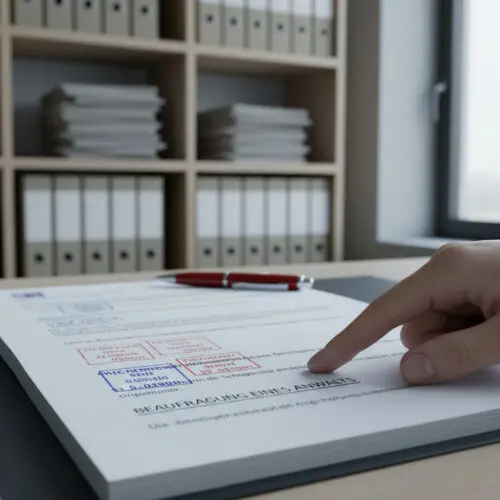 Eine Bürgerin studiert den Beschluss des OVG NRW, der ihr Begehren zur Löschung fehlerhafter Einträge aus ihren Strafakten an der fehlenden Zuständigkeit der Landesdatenschutzbeauftragten scheitern lässt.