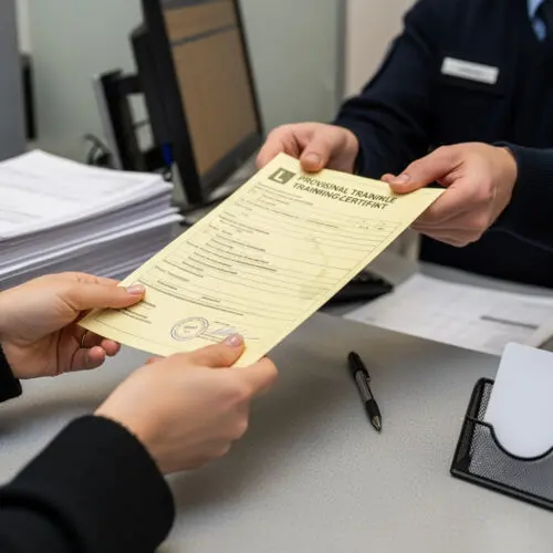 Ein Antragsteller erhält ein Schein-Zertifikat als falschen Nachweis für die Führerschein-Erweiterung und drohende Falschbeurkundung.