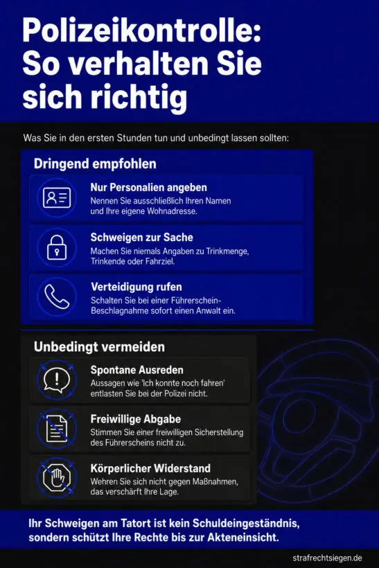 Infografik Verhaltenstipps bei Polizeikontrolle