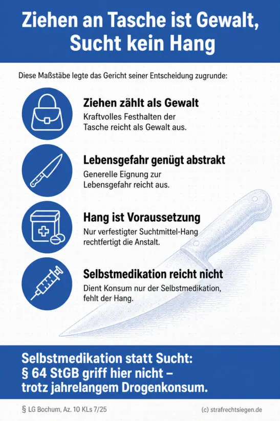Infografik zu Gewalt, Sucht und §64 StGB