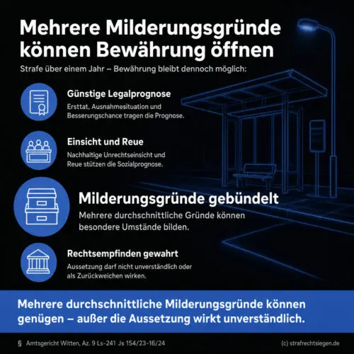 Infografik zu Milderungsgründen für Bewährung bei Freiheitsstrafen