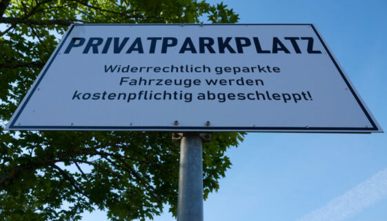 Esslingen,,Germany,-,May,08,,2020:,White,Rectangular,Sign:,Private