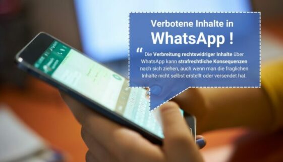 Handy zeigt WhatsApp, Warnung vor illegalen Inhalten.