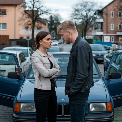 Ex-Partner streiten vor einem Auto