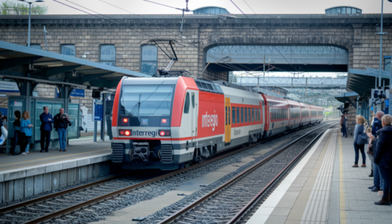 Einfahrender Interregio Zug in einen Bahnhof im Kontext zum gefährlichen Eingriff in den Bahnverkehr