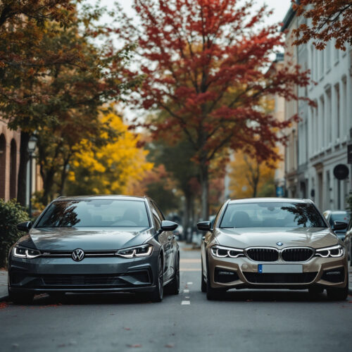 Sprintrennen: BMW Golf Ampelstart. Motorsport, Geschwindigkeit, Wettrennen, Tuning.Sprintrennen: BMW Golf Ampelstart. Motorsport, Geschwindigkeit, Wettrennen, Tuning.