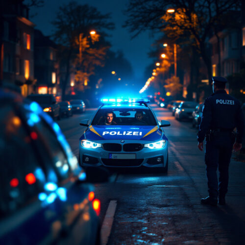 Polizeikontrolle PKW Nacht. Blaulicht. Strafbefehl, Führerscheinentzug wegen Alkohol.