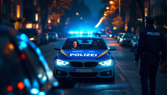 Polizeikontrolle PKW Nacht. Blaulicht. Strafbefehl, Führerscheinentzug wegen Alkohol.