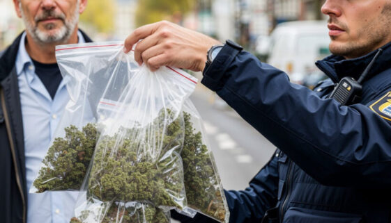 Polizei zeigt gefundenes Cannabis, dessen Menge für Eigenkonsum oder Handel relevant ist.