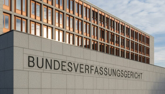 Die unberührte Fassade des Bundesverfassungsgerichts zeugt von dem Ort der Sachbeschädigung durch einen Anwalt, dessen überraschend mildes Urteil nun die Rechtswelt spaltet.