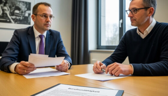 Ein Sachverständiger und sein Anwalt prüfen die Ablehnung seines Honorars wegen eines fehlerhaften Gutachtens zur Berufsunfähigkeit.