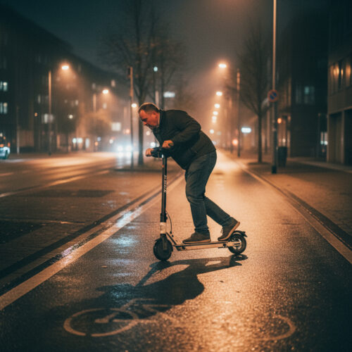 Trunkenheit im Verkehr: Der Fahrer überschritt die Promillegrenze auf dem E-Scooter und riskiert den Führerscheinentzug.