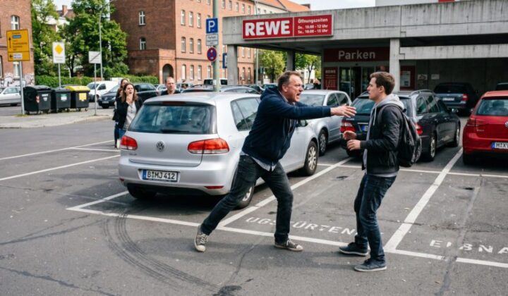 Streit zwischen zwei Männern auf Supermarktparkplatz