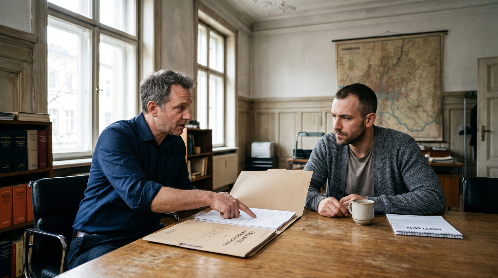 Zwei Männer besprechen Dokumente im Büro